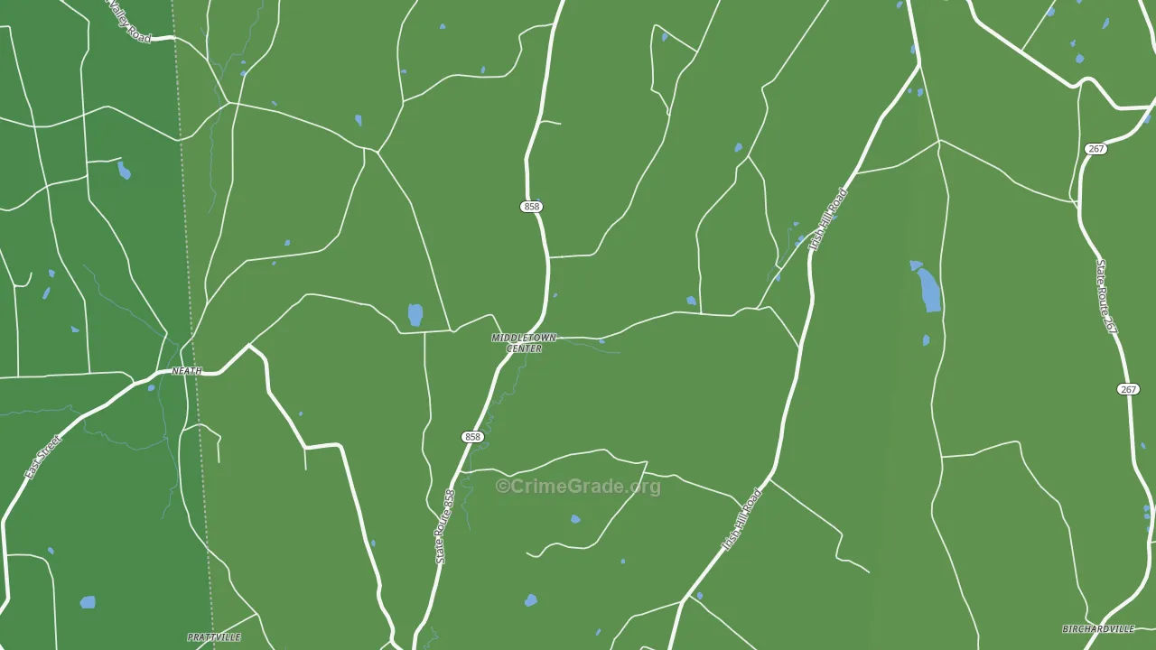 Middletown Center, PA Map of Vehicle Theft Rates