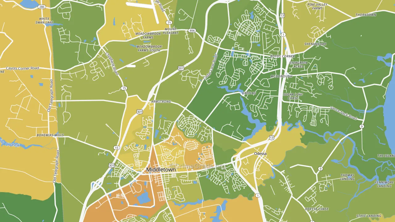 Middletown, DE Map of Vehicle Theft Rates