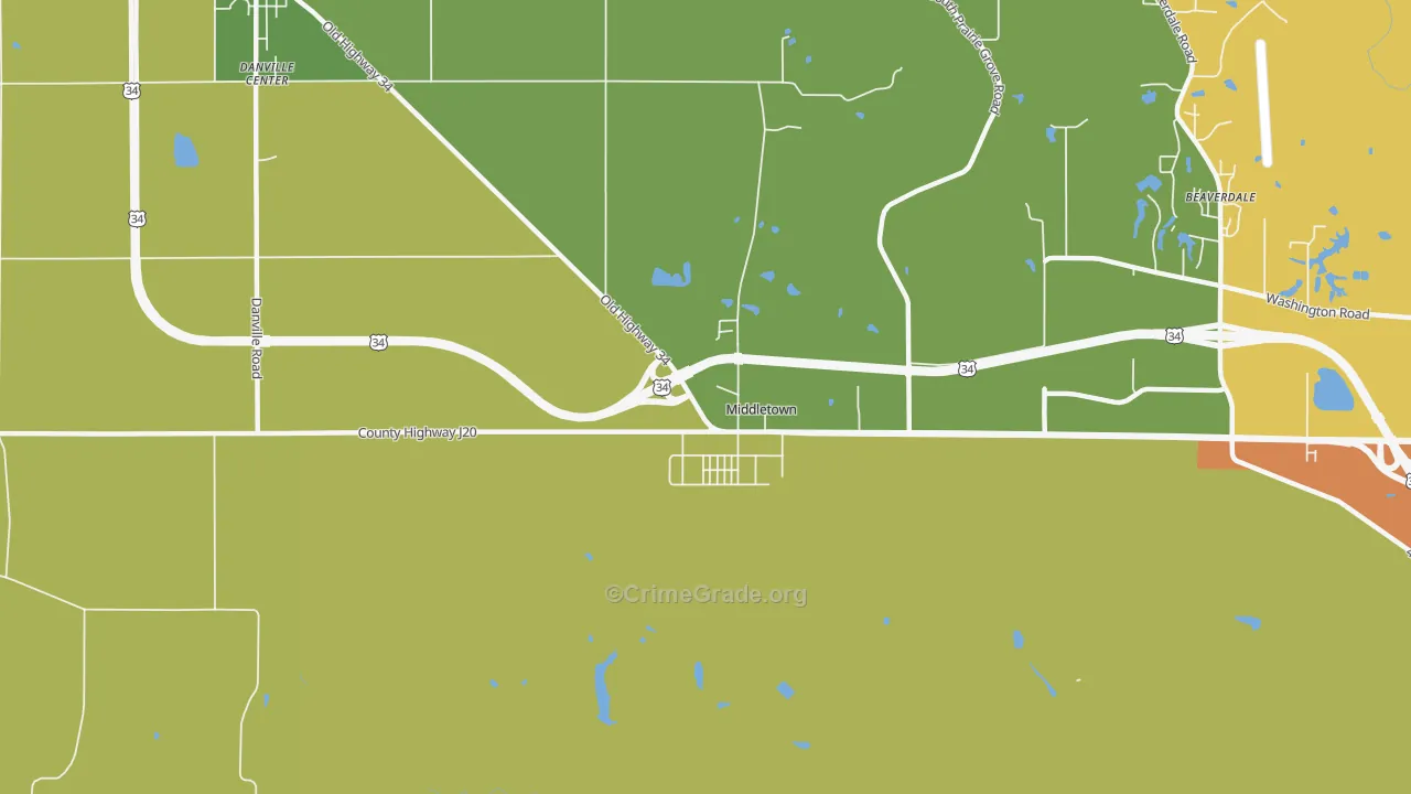 Middletown, IA Map of Vehicle Theft Rates