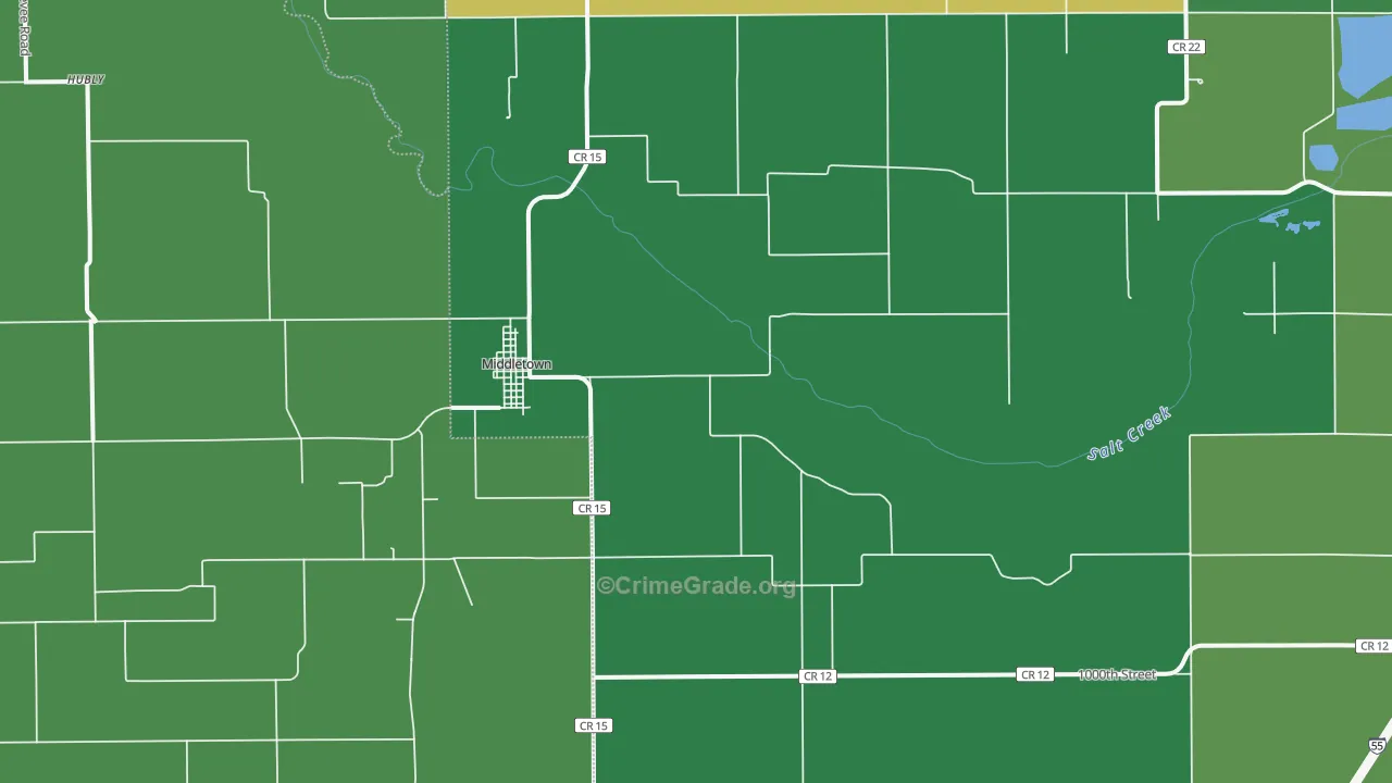 Middletown, IL Map of Vehicle Theft Rates