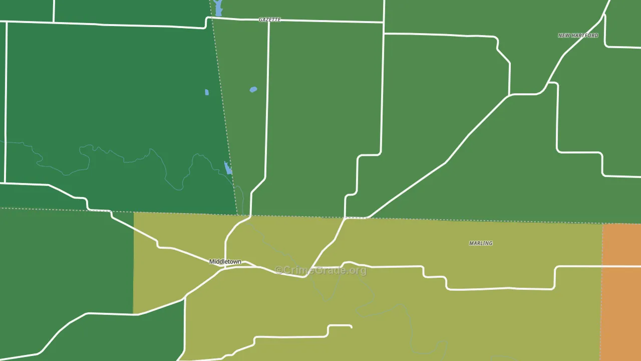Middletown, MO Map of Vehicle Theft Rates
