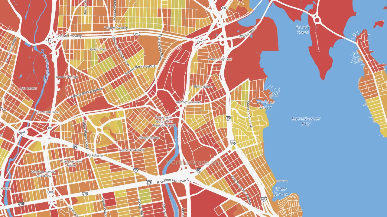 Middletown-Pelham Bay, Bronx, NY Map of Vehicle Theft Rates