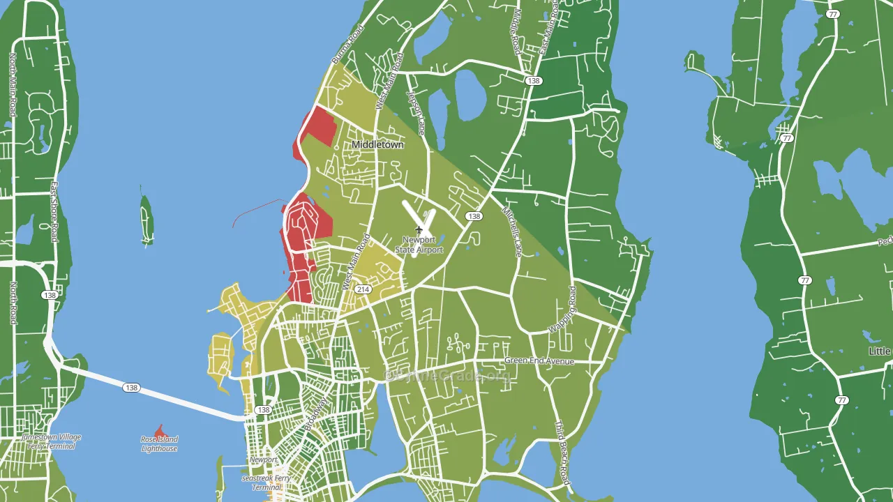 Middletown, RI Map of Vehicle Theft Rates