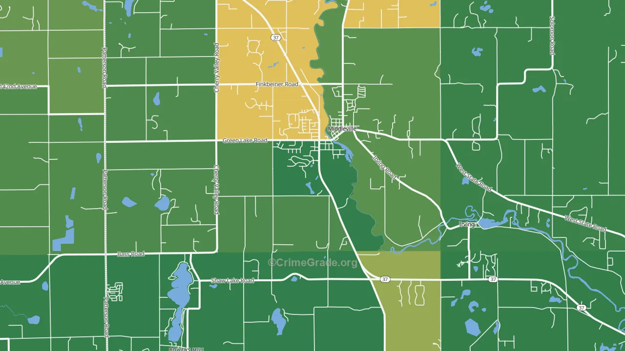 Middleville, MI Map of Vehicle Theft Rates