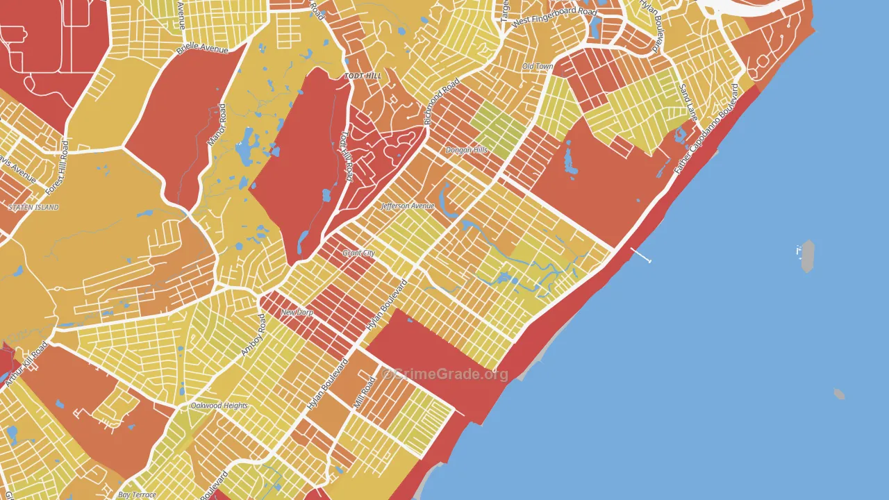 Midland Beach, Staten Island, NY Map of Vehicle Theft Rates
