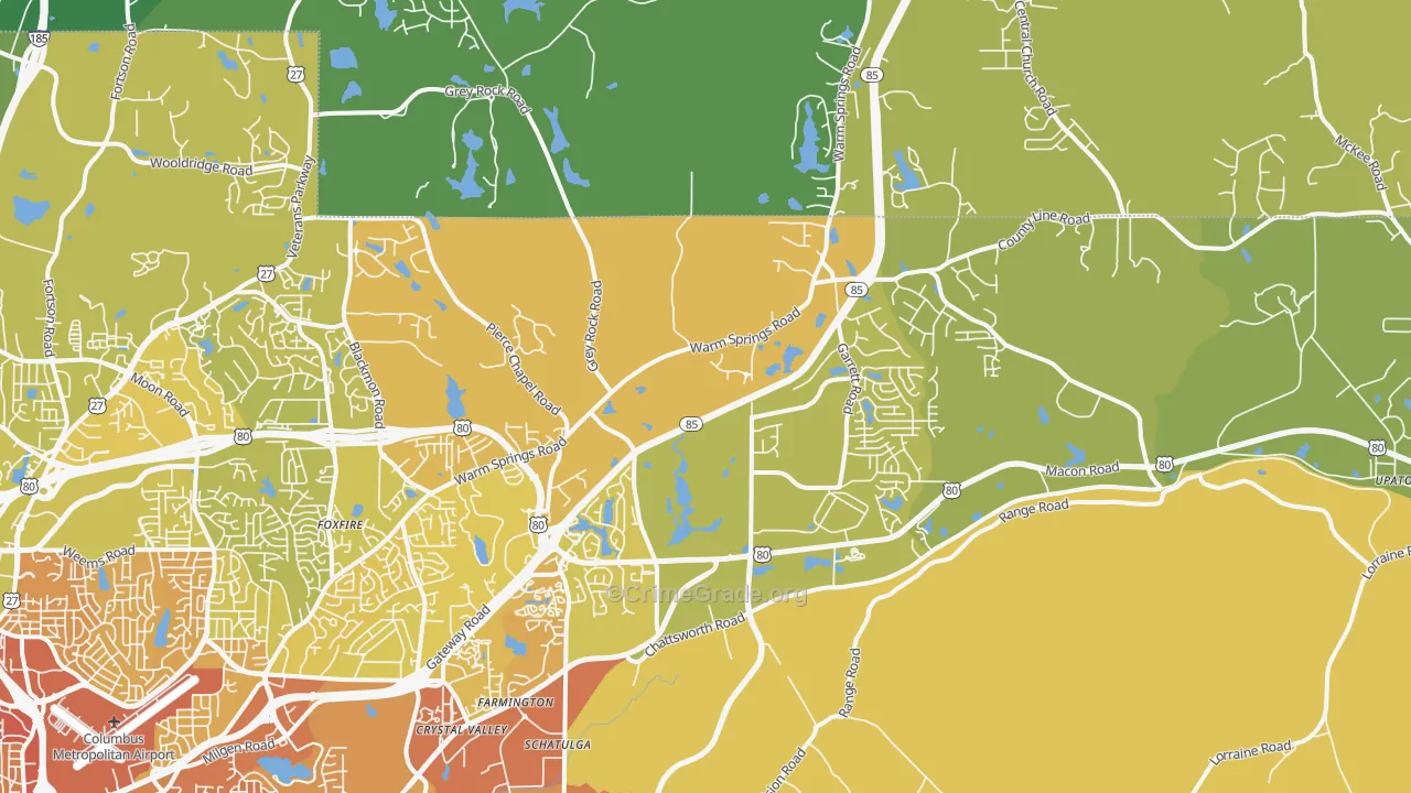Midland, GA Map of Vehicle Theft Rates