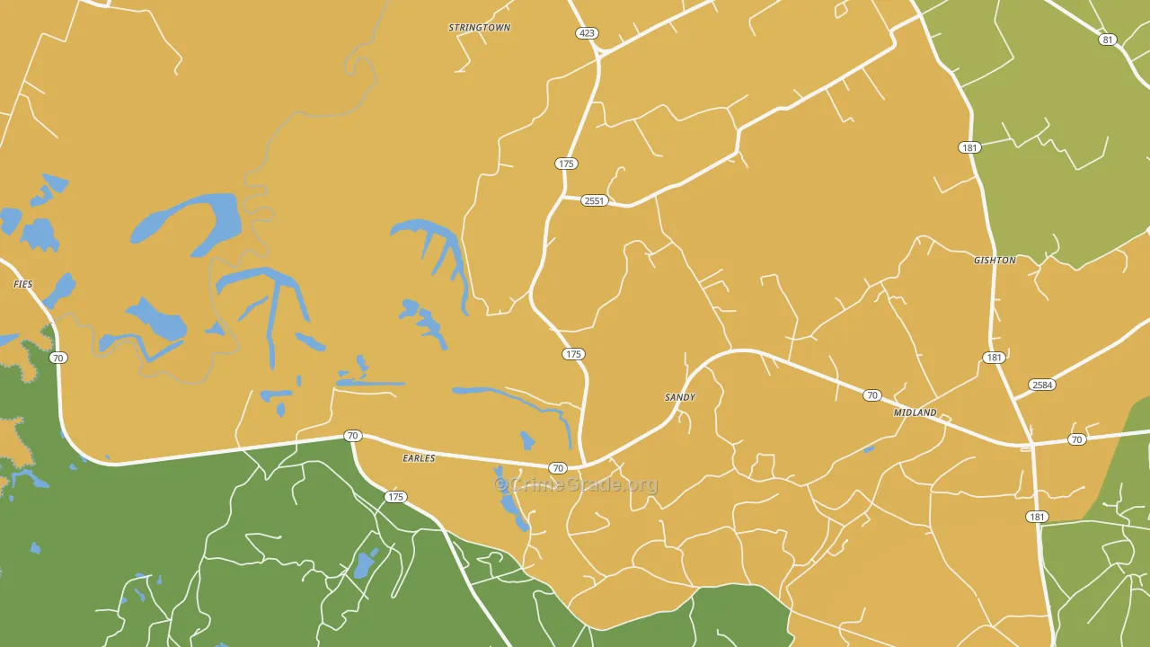 Midland, KY Map of Vehicle Theft Rates