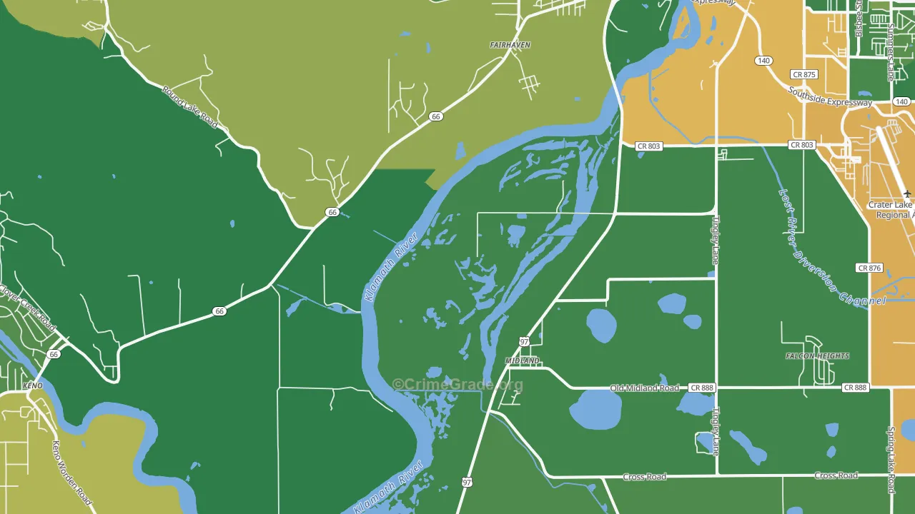 Midland, OR Map of Vehicle Theft Rates