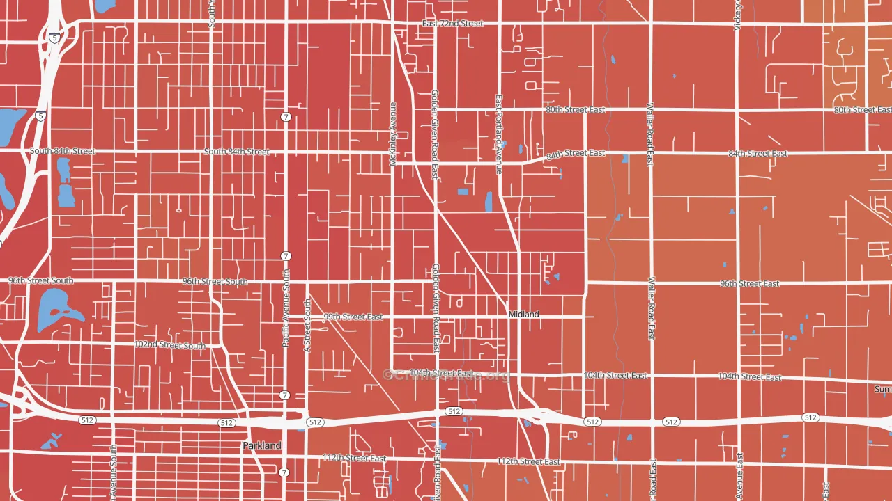 Midland, WA Map of Vehicle Theft Rates
