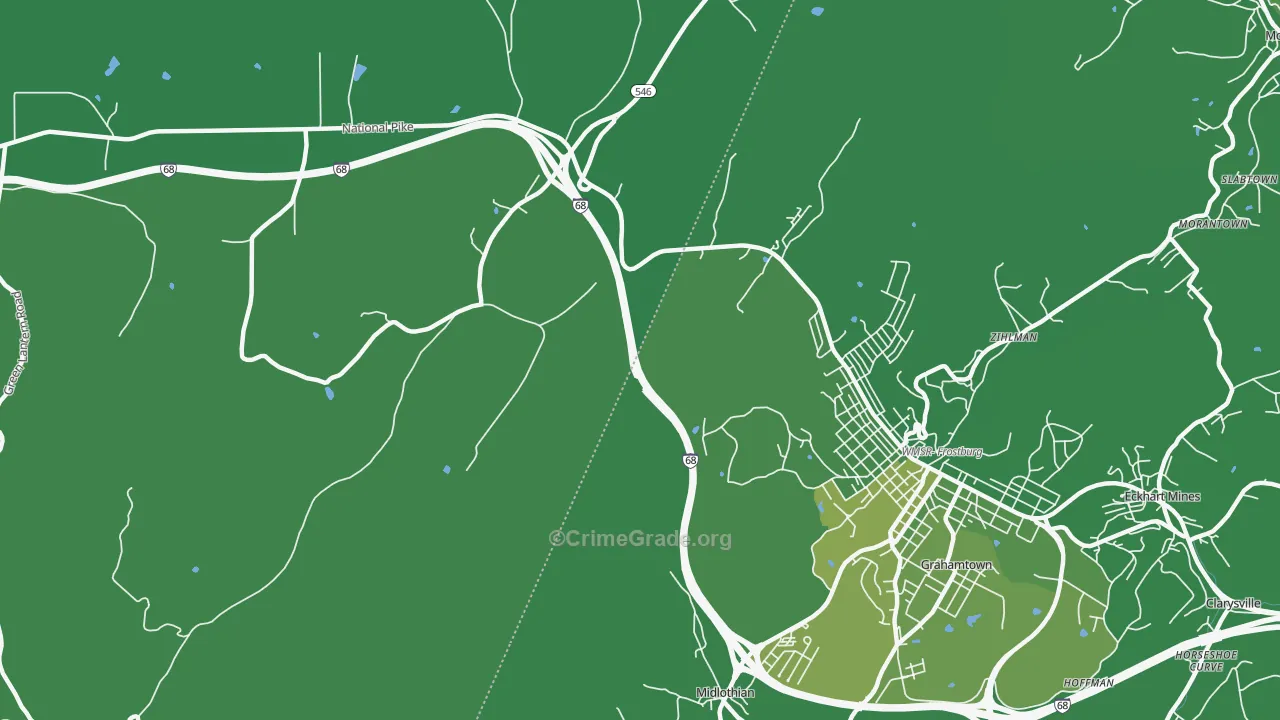 Midlothian, MD Map of Vehicle Theft Rates