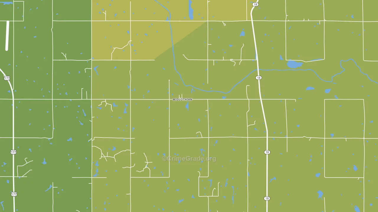 Midlothian, OK Map of Vehicle Theft Rates