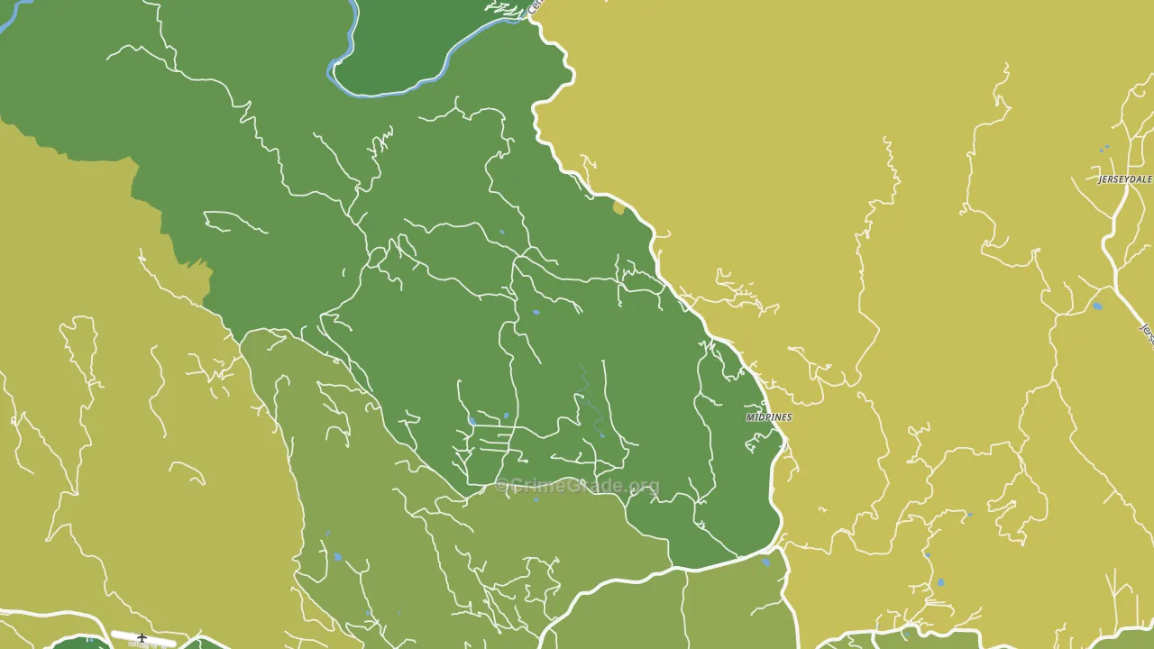 Midpines, CA Map of Vehicle Theft Rates