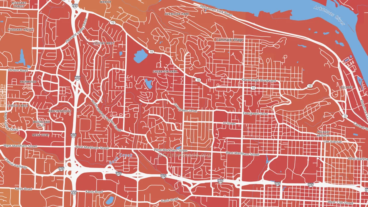 Midtown, Little Rock, AR Map of Vehicle Theft Rates