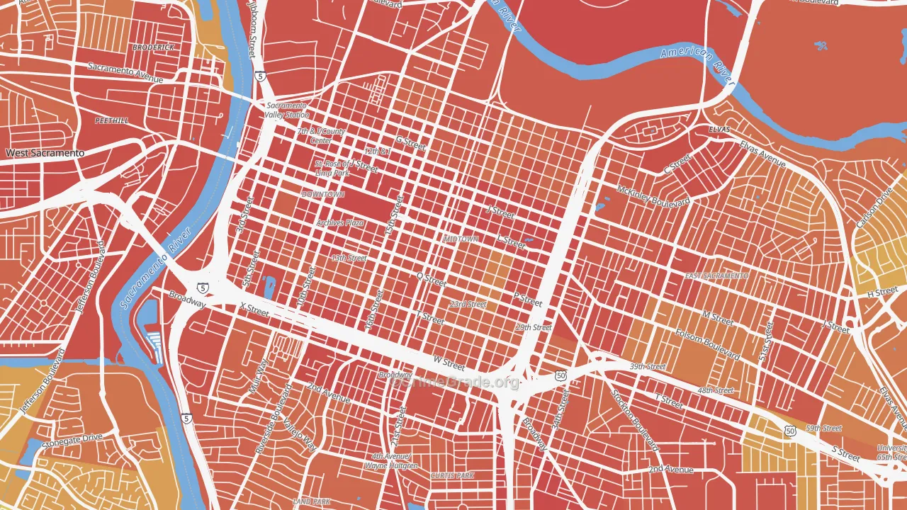 Midtown, Sacramento, CA Map of Vehicle Theft Rates