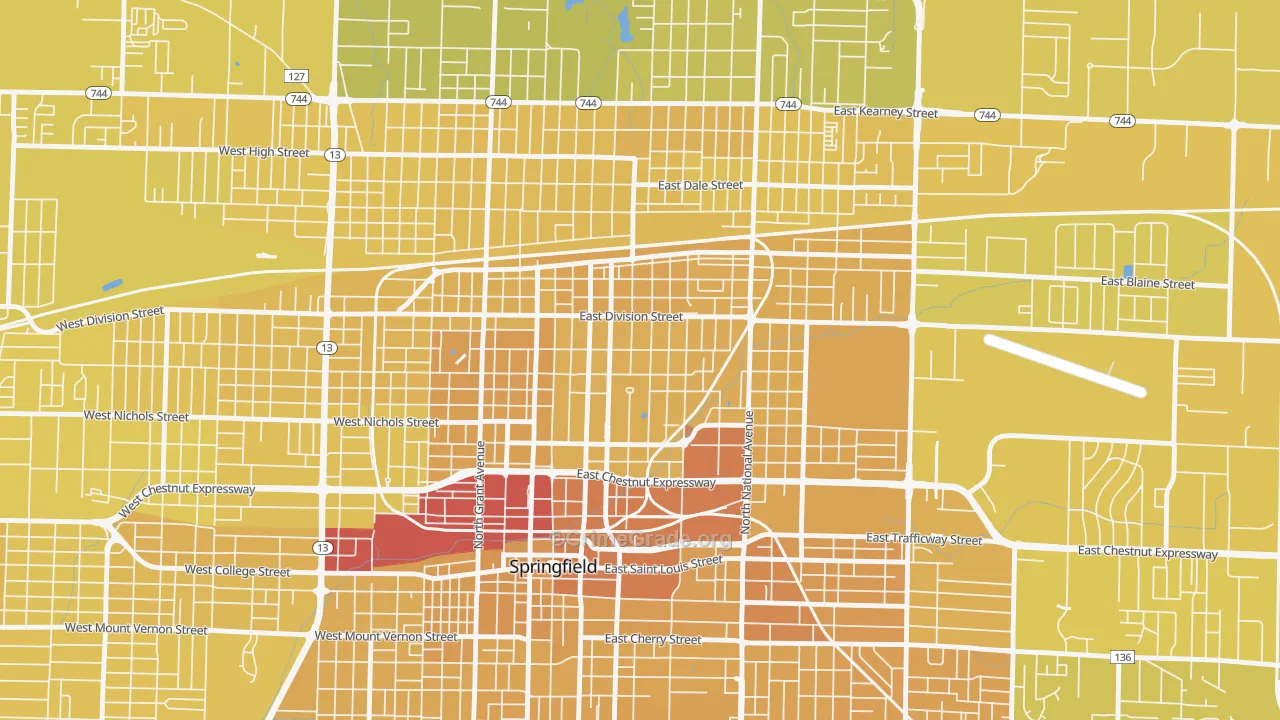 Midtown Springfield, Springfield, MO Map of Vehicle Theft Rates