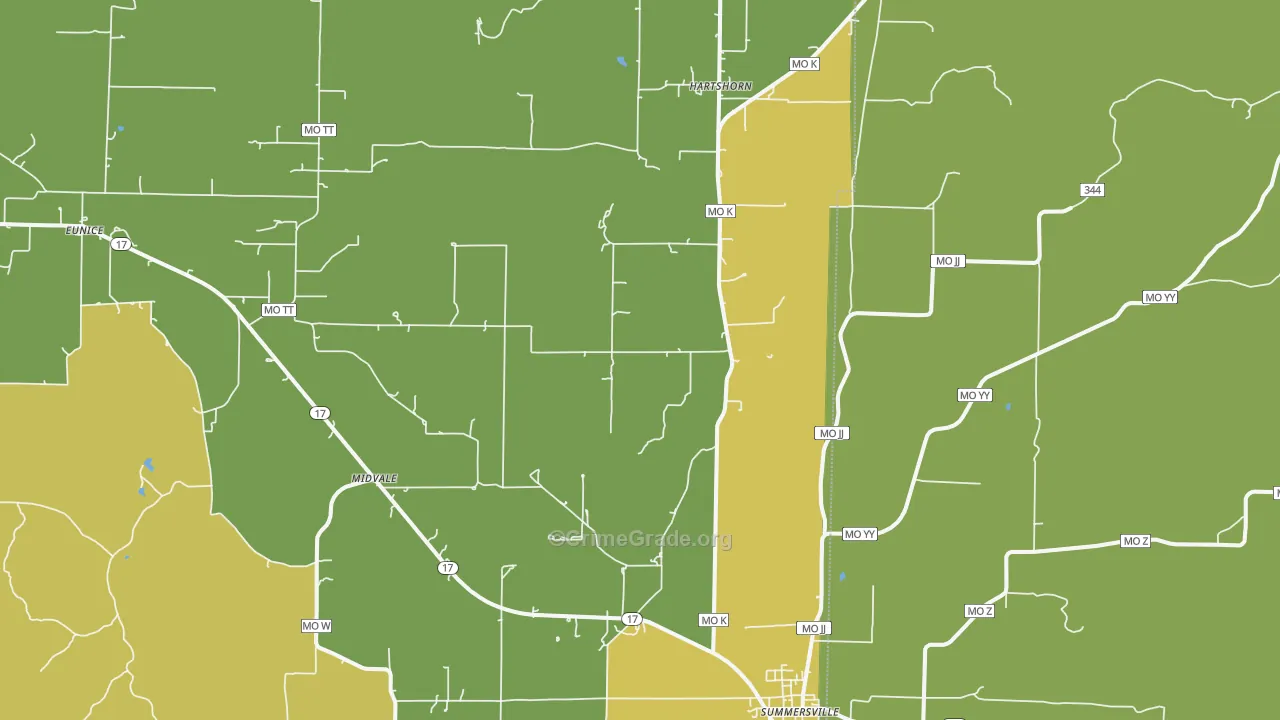 Midvale, MO Map of Vehicle Theft Rates