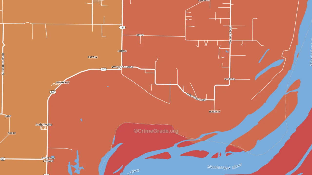 Midway Corner, AR Map of Vehicle Theft Rates