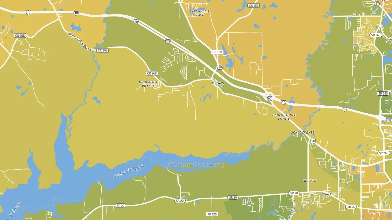 Midway, FL Map of Vehicle Theft Rates