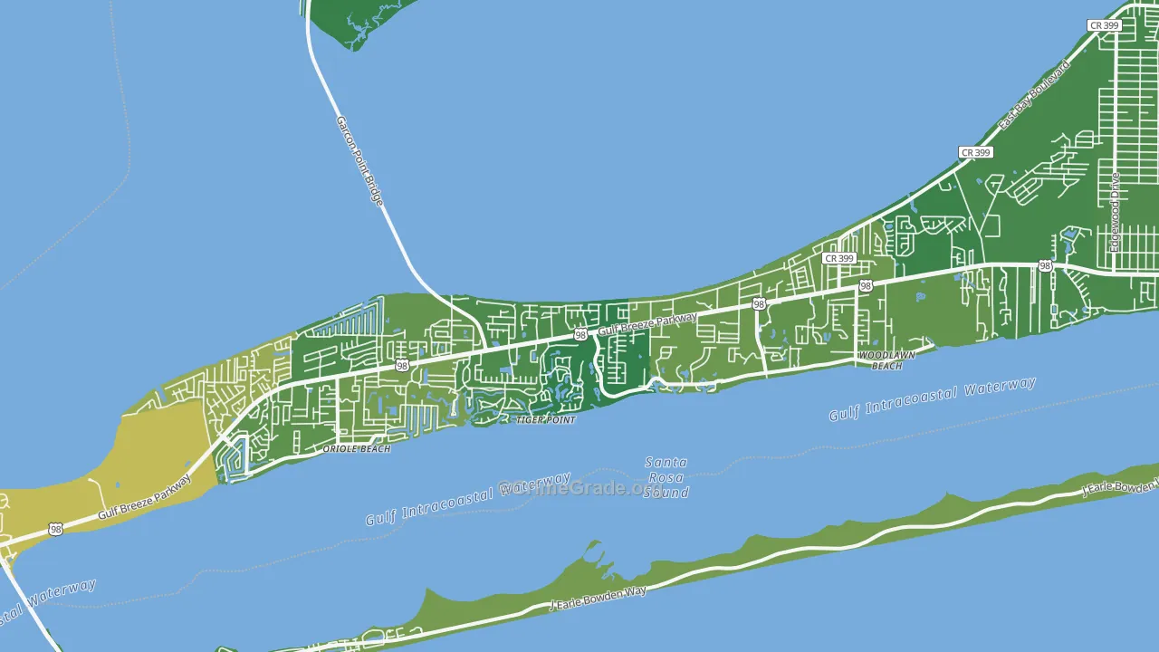Midway, Gulf Breeze, FL Map of Vehicle Theft Rates