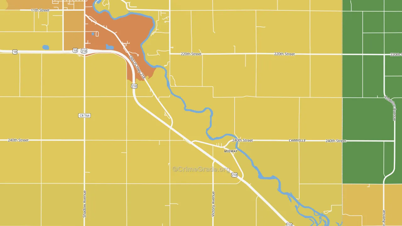 Midway, IA Map of Vehicle Theft Rates