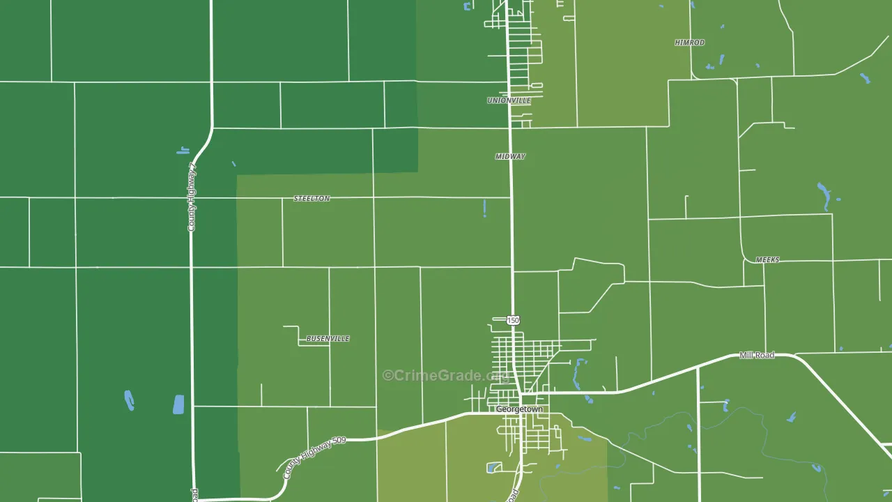 Midway, IL Map of Vehicle Theft Rates