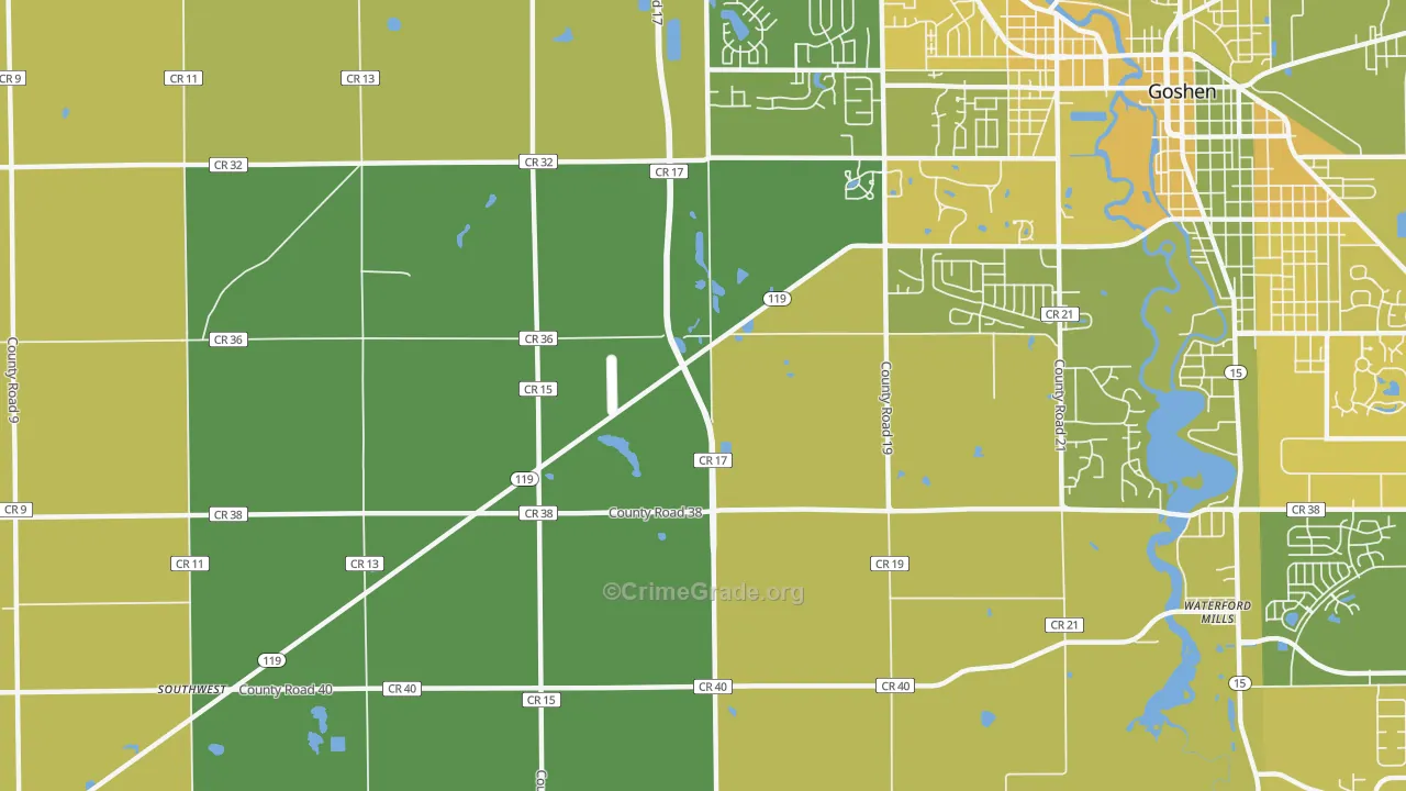 Midway, IN Map of Vehicle Theft Rates