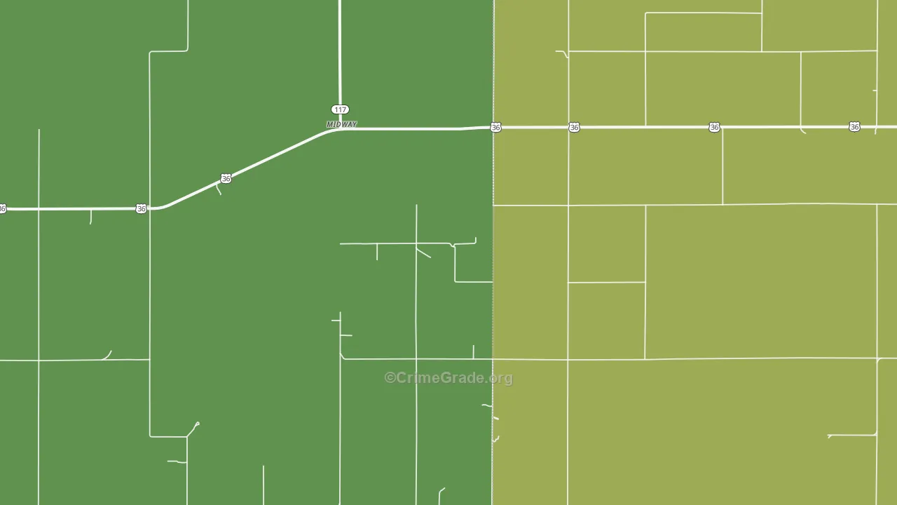 Midway, KS Map of Vehicle Theft Rates