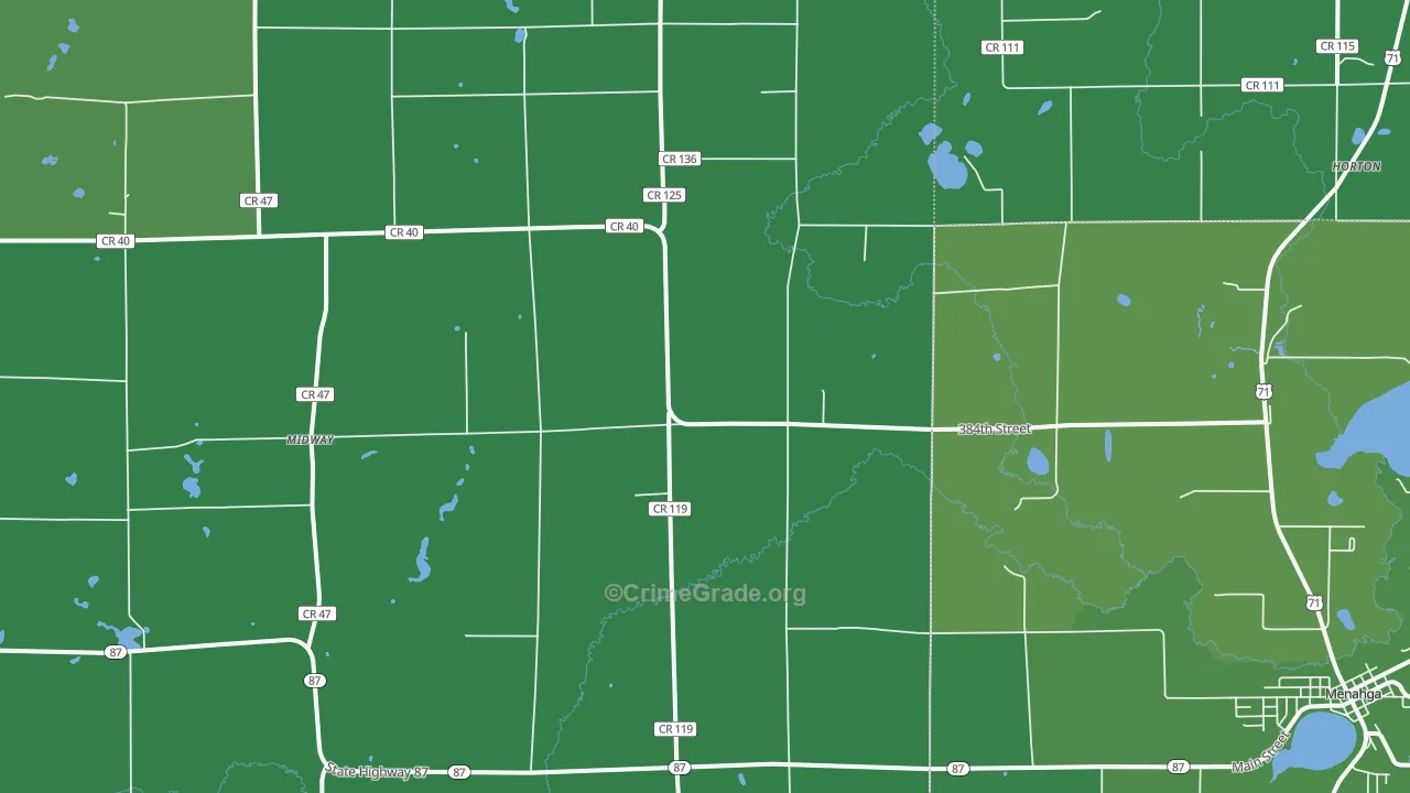 Midway, MN Map of Vehicle Theft Rates