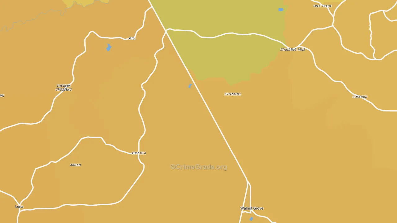 Midway, MS Map of Vehicle Theft Rates