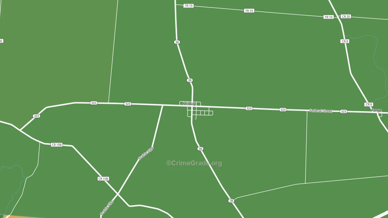 Midway, OH Map of Vehicle Theft Rates