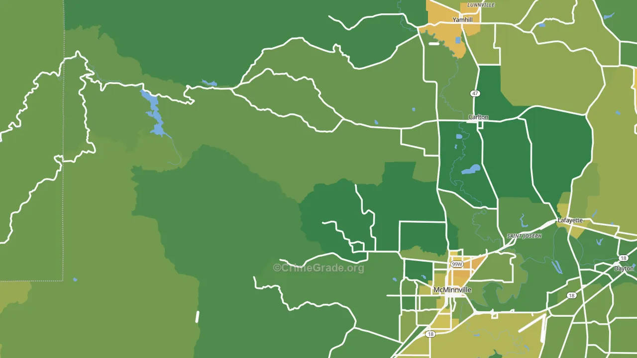 Midway, OR Map of Vehicle Theft Rates