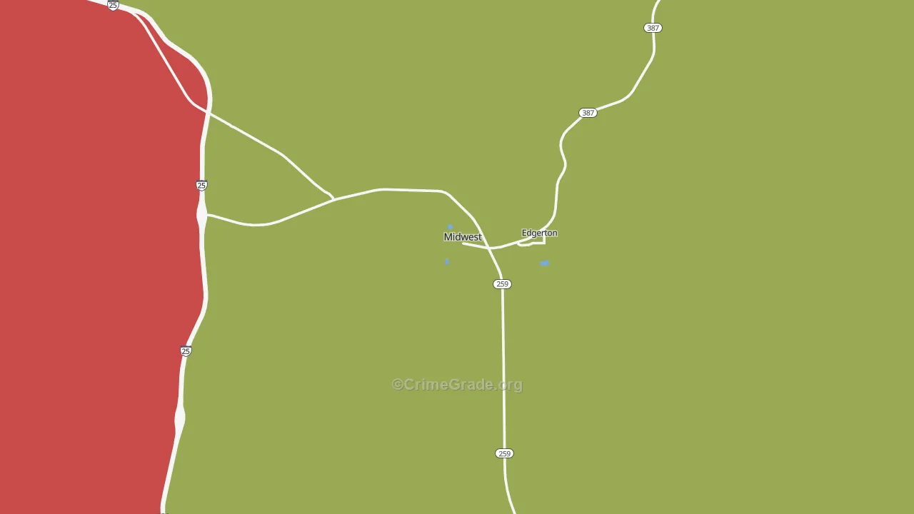 Midwest, WY Map of Vehicle Theft Rates