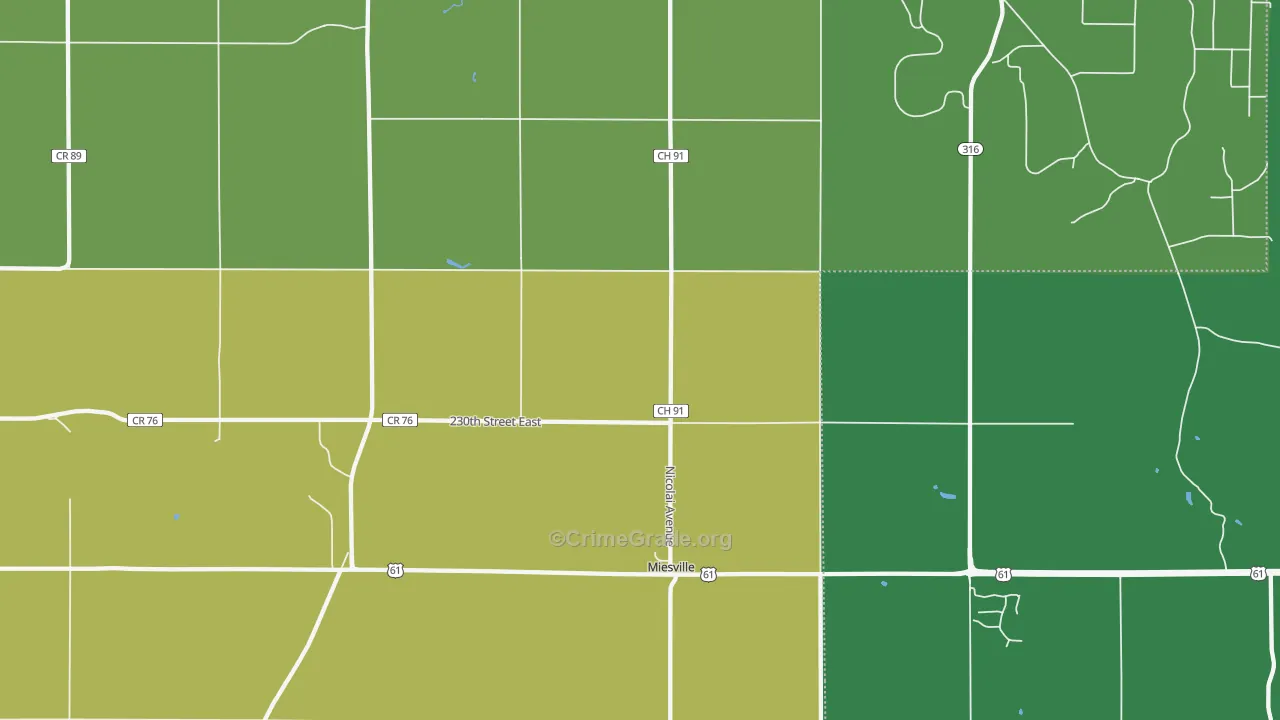 Miesville, MN Map of Vehicle Theft Rates
