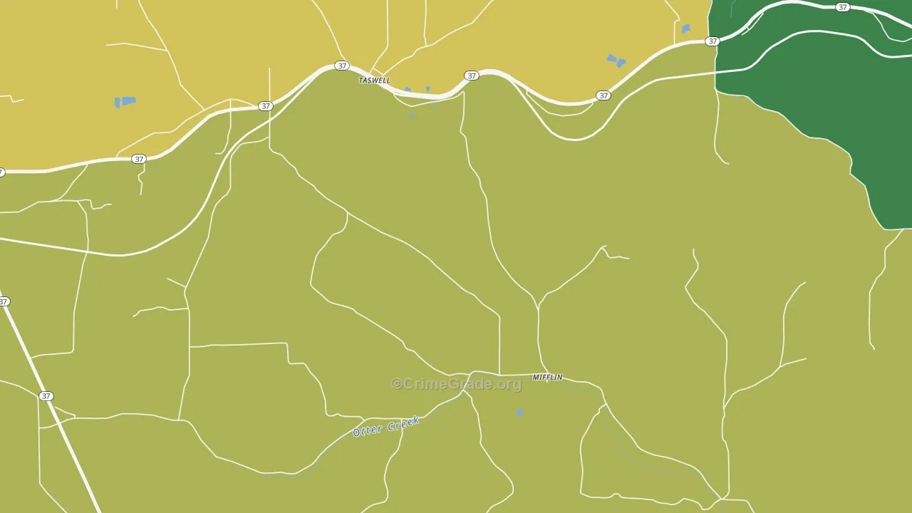 Mifflin, IN Map of Vehicle Theft Rates