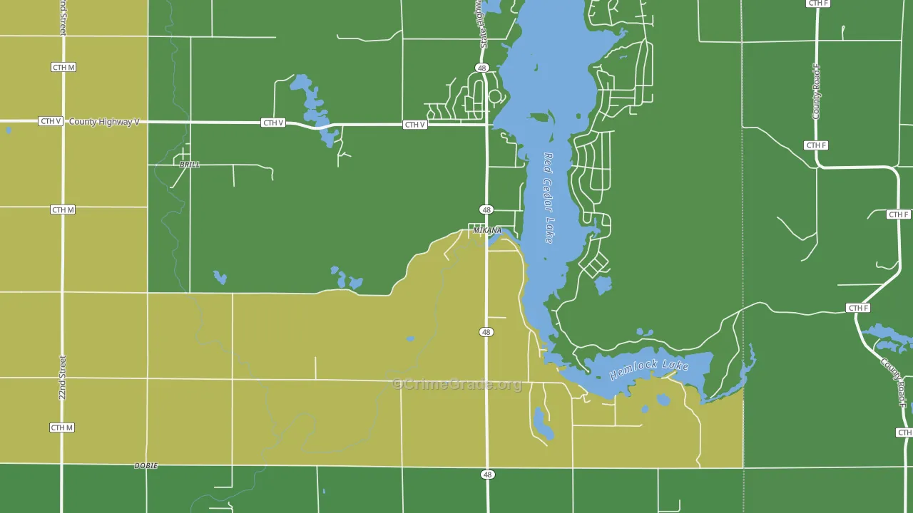 Mikana, WI Map of Vehicle Theft Rates