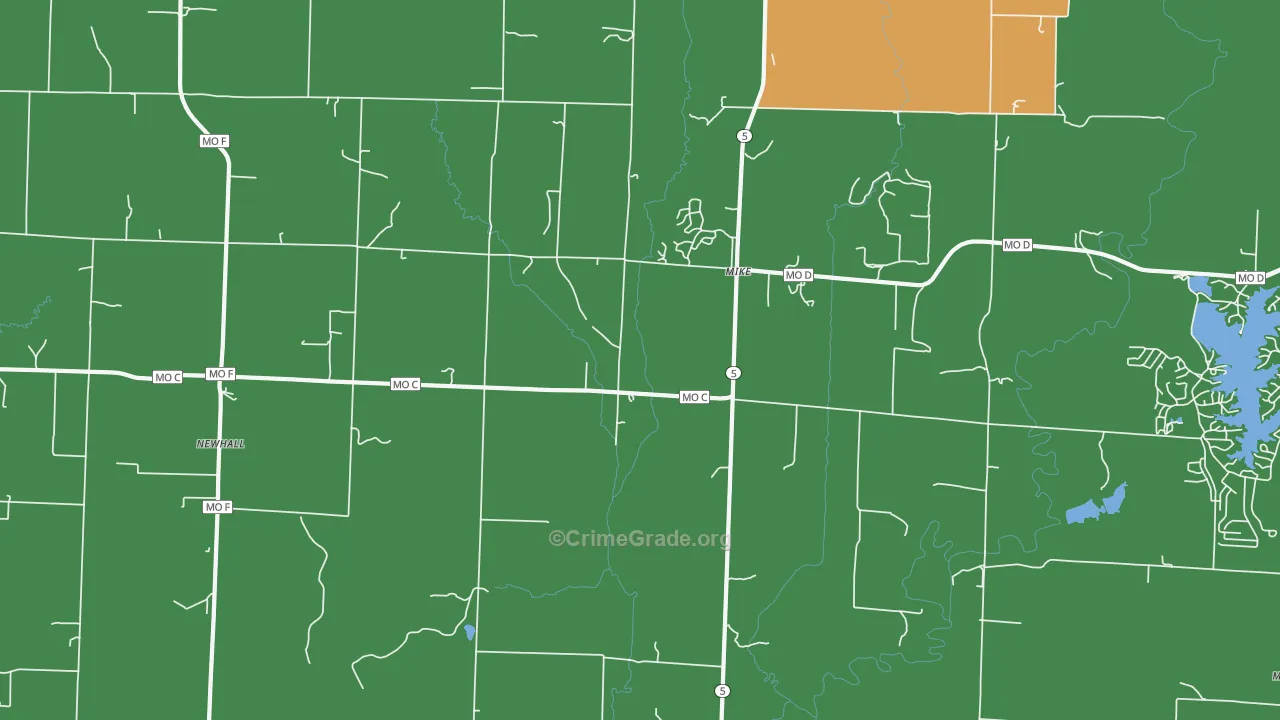 Mike, MO Map of Vehicle Theft Rates