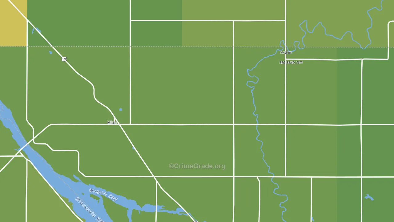 Milan, MN Map of Vehicle Theft Rates