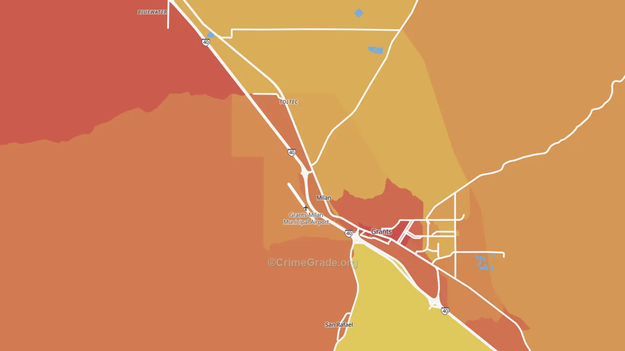 Milan, NM Map of Vehicle Theft Rates