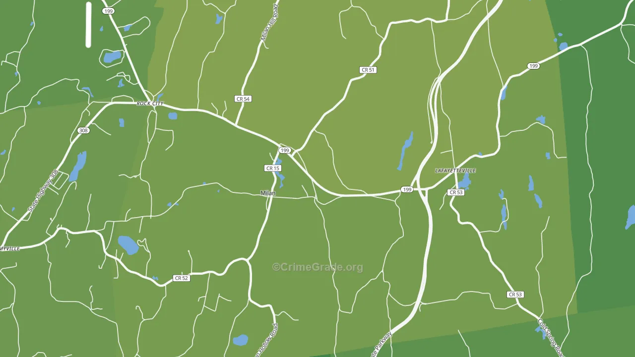 Milan, NY Map of Vehicle Theft Rates