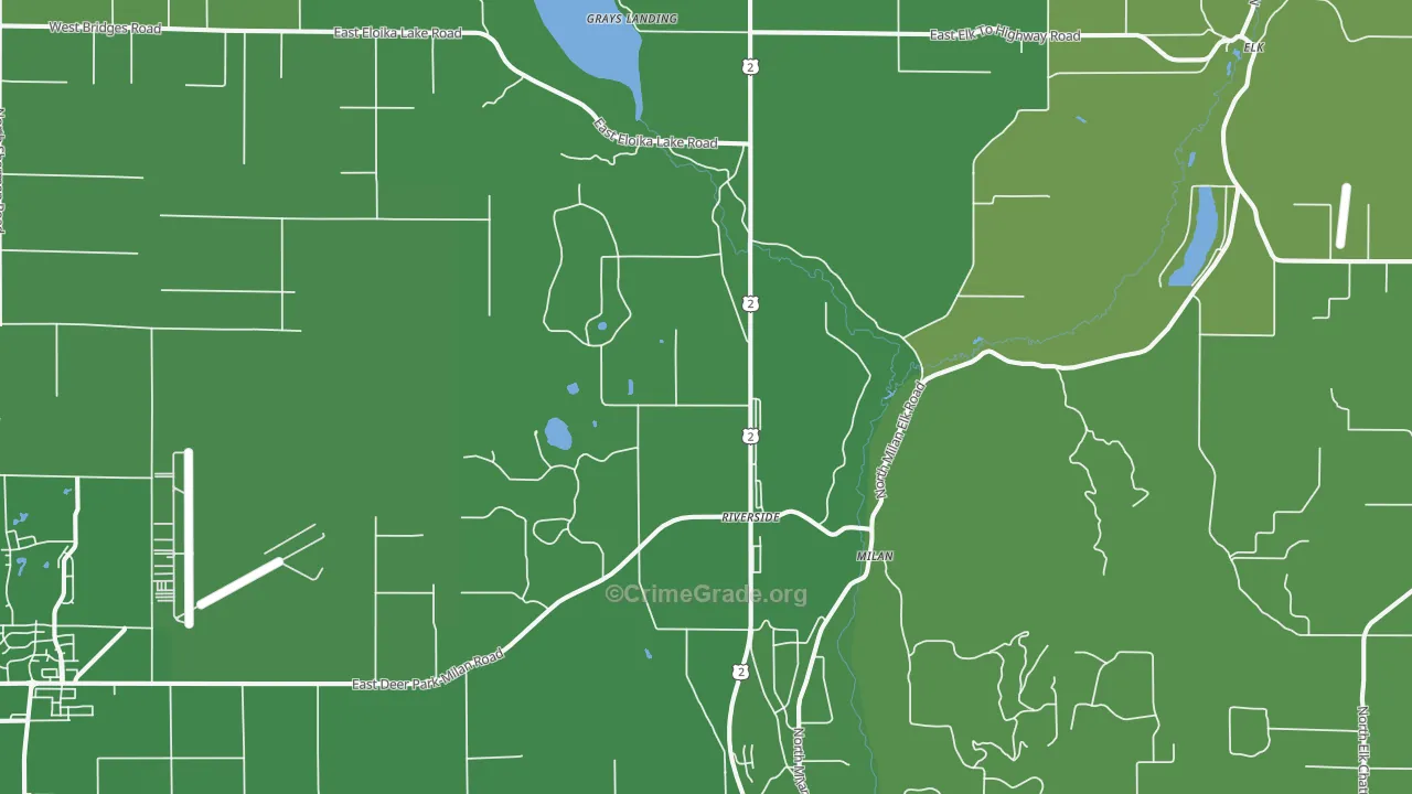 Milan, WA Map of Vehicle Theft Rates