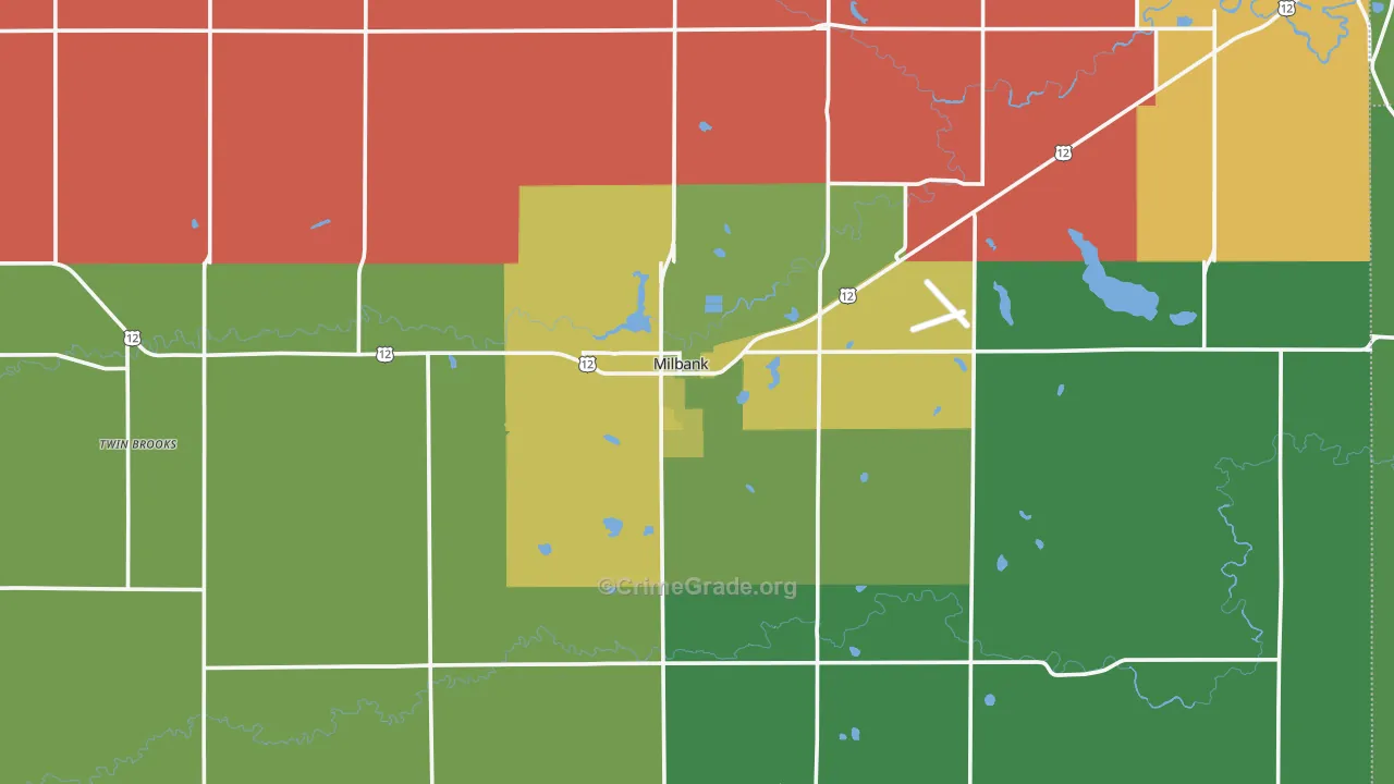 Milbank, SD Map of Vehicle Theft Rates