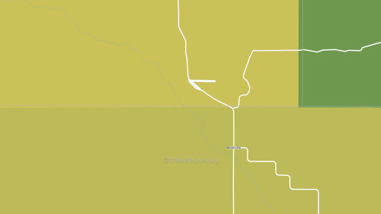 Milburn, NE Map of Vehicle Theft Rates