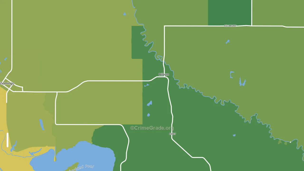 Milburn, OK Map of Vehicle Theft Rates