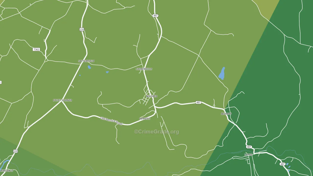 Mildred, PA Map of Vehicle Theft Rates