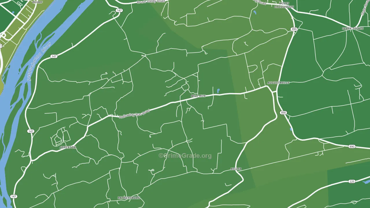 Mile Run, PA Map of Vehicle Theft Rates