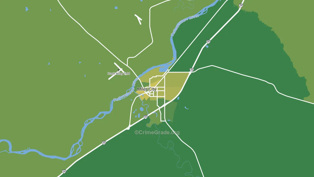 Miles City, MT Map of Vehicle Theft Rates
