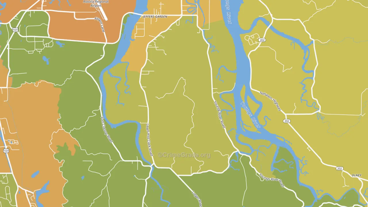 Miles Crossing, OR Map of Vehicle Theft Rates