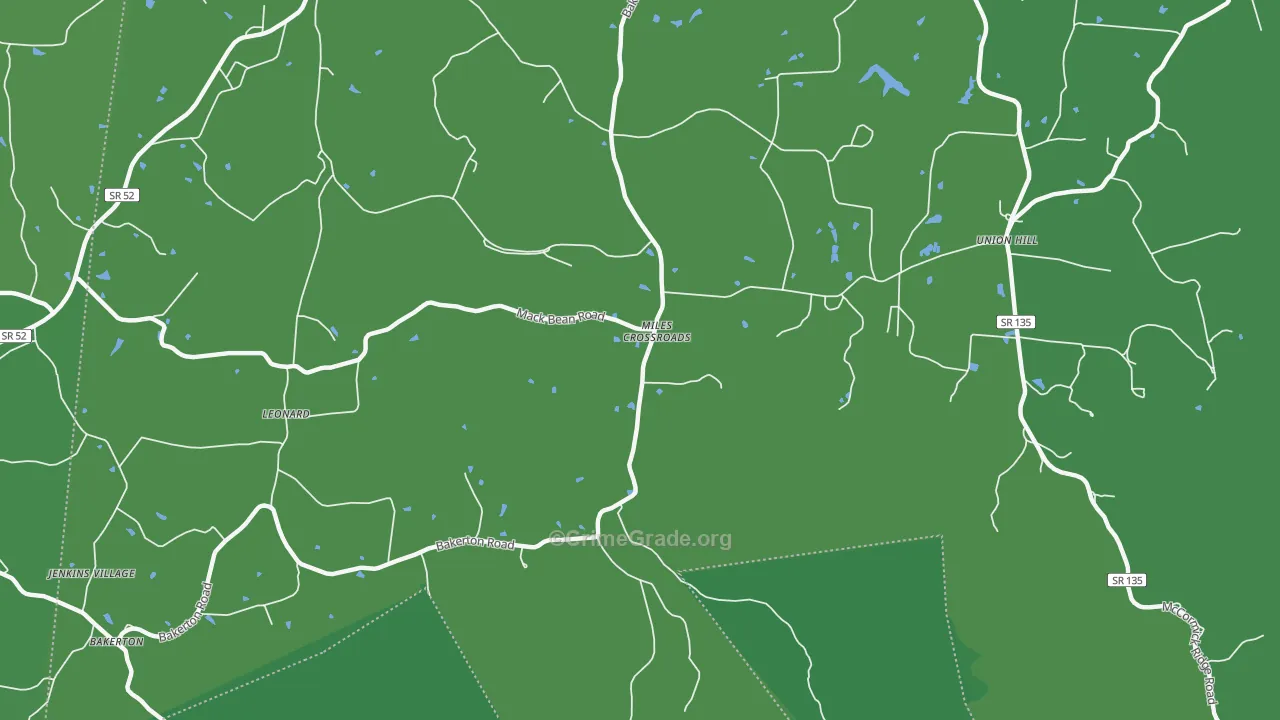 Miles Crossroads, TN Map of Vehicle Theft Rates