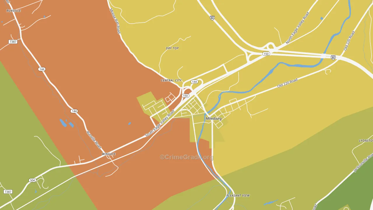 Milesburg, PA Map of Vehicle Theft Rates