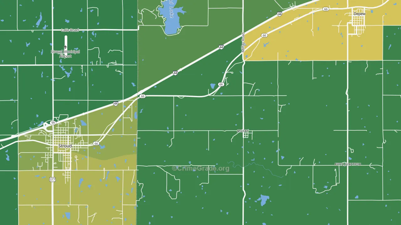 Milfay, OK Map of Vehicle Theft Rates